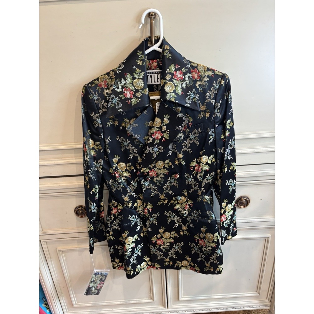 Richard Tyler Silk Embroidery Blazer Vintage Floral Elegant Size 6 NWT $1,760